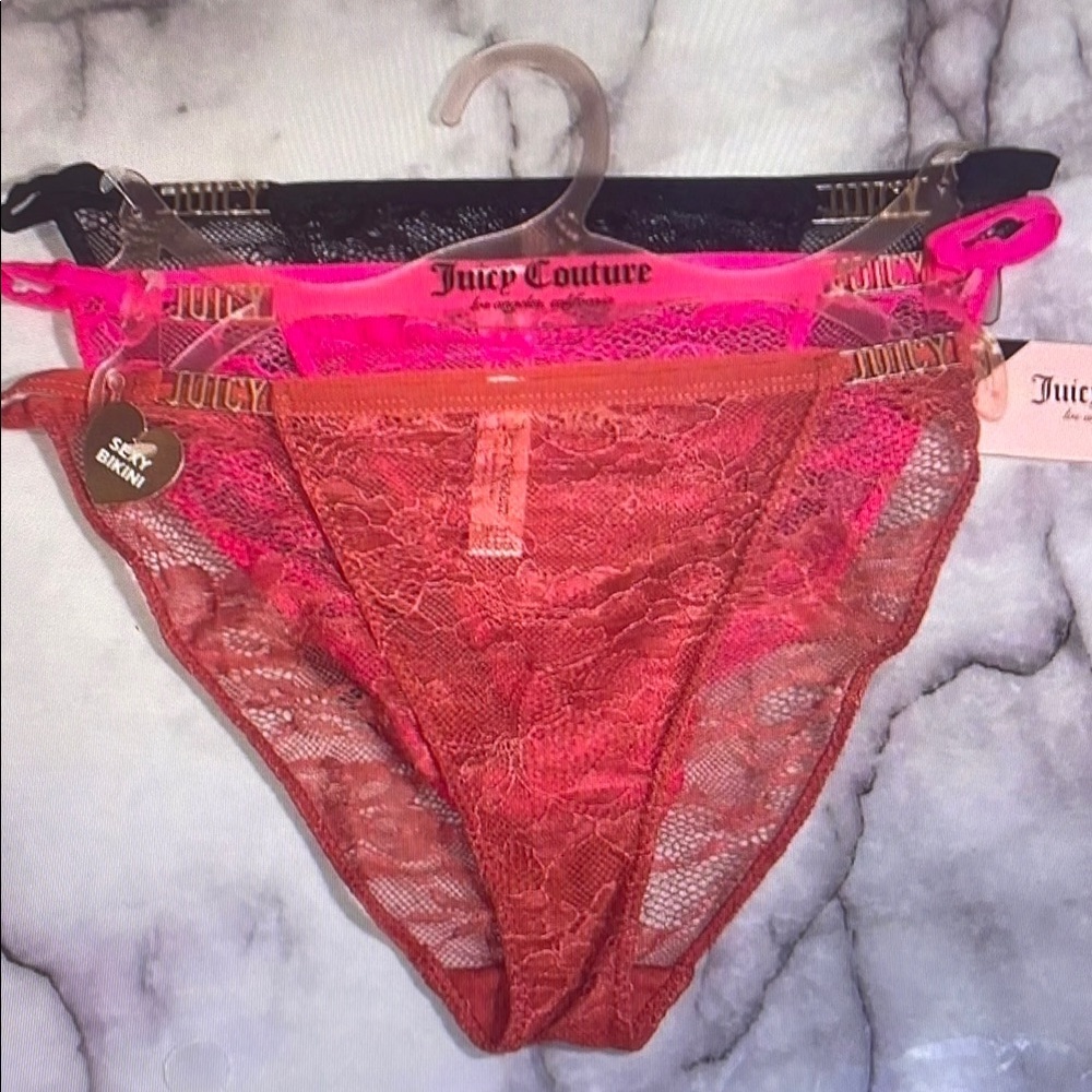Juicy Couture Lace Intimates Set - Black, Pink, Red